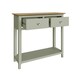 image 3 of Taberno Oak 2 Drawer Console Hallway Table Sage Green Green