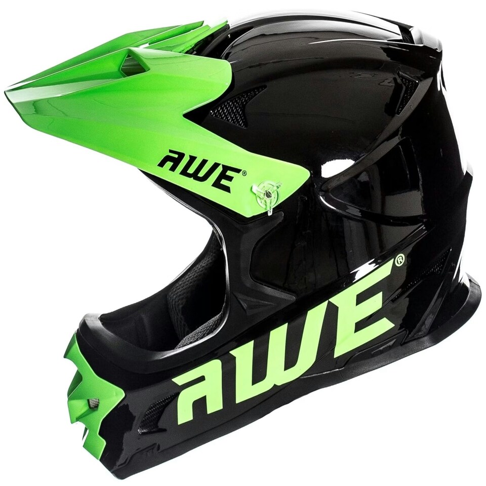 image 1 of AWEBlast BMX/Downhill/Full Face/Enduro Bike Helmet Black Green Medium 58-60cm | Black | Green