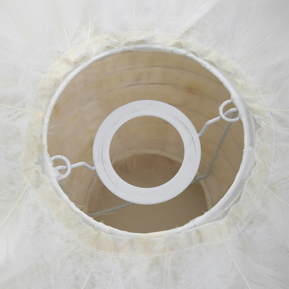 image 1 of Living and Home Chic Feather Table Lamp | White