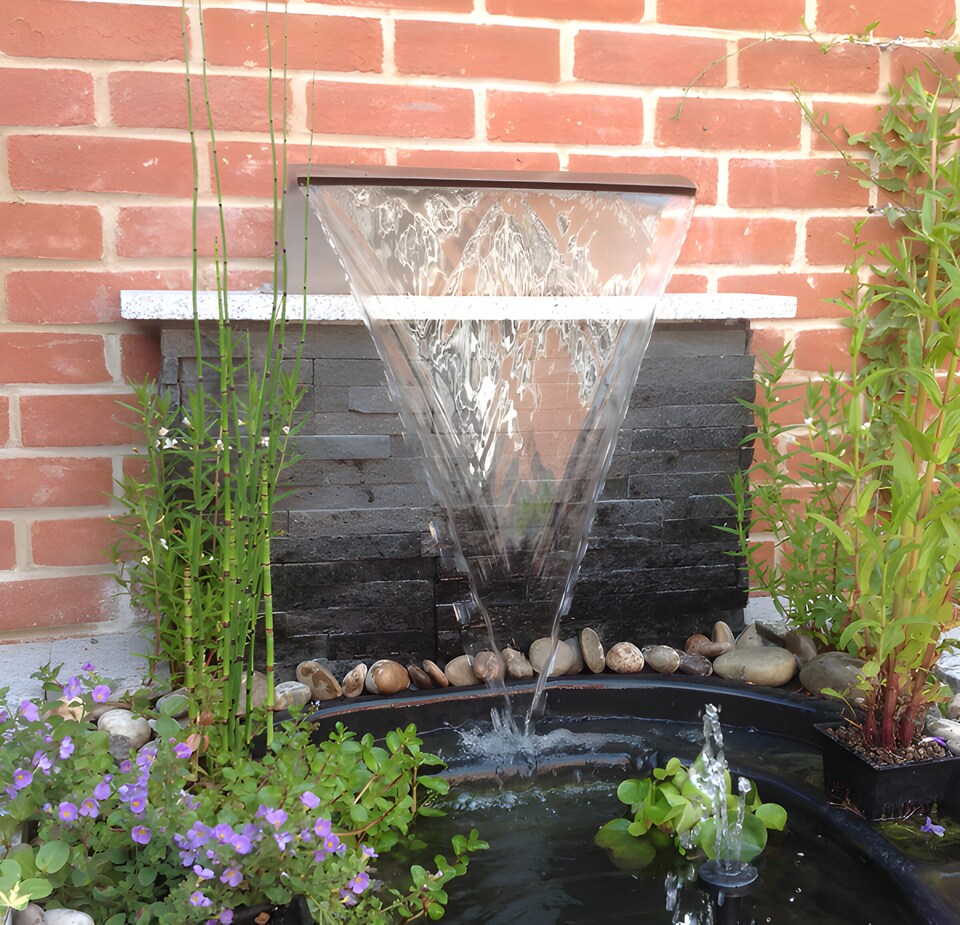 image 1 of Wide Arc Stainless Steel Waterfall Blade Cascade for Pond or Water Feature L30cm