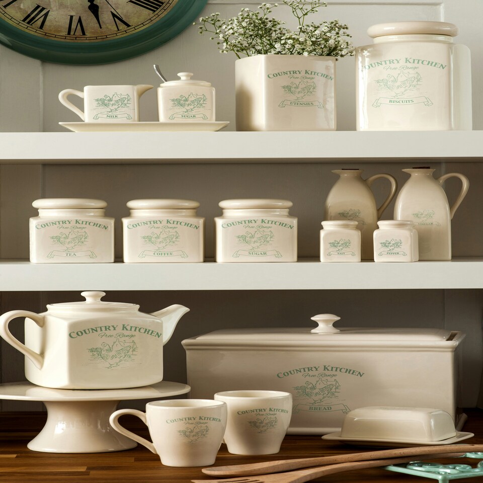 image 1 of Country Kitchen Cream Cake Stand Blue