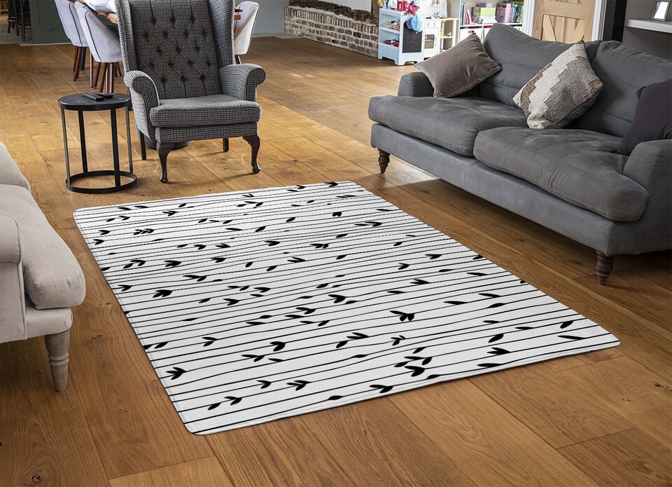 image 1 of Sketchy Leaves Scattered Rug | Multi