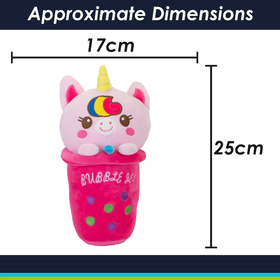 image 1 of PMS 25cm Bubble Tea Soft Toy - Cat, Sloth, Unicorn, Panda Cuddly Stuffed Toy