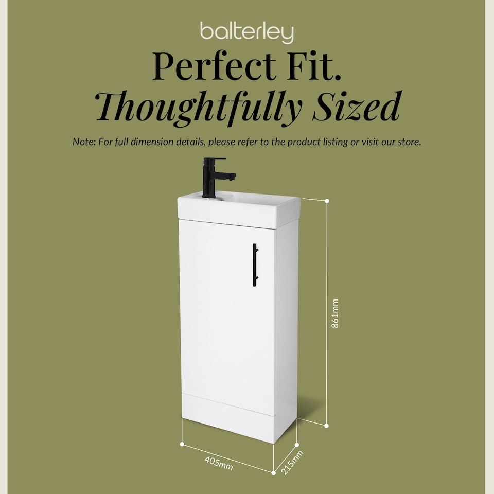 image 1 of Wall Hung Vanity Basin 400mm Gloss White & Matt Black Handle | White | Gloss White | 781 x 400 x 222mm