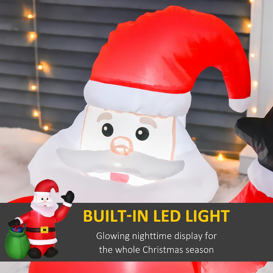 image 1 of HOMCOM 4ft Inflatable Christmas Santa Claus LED Lighted Yard Holiday for Lawn