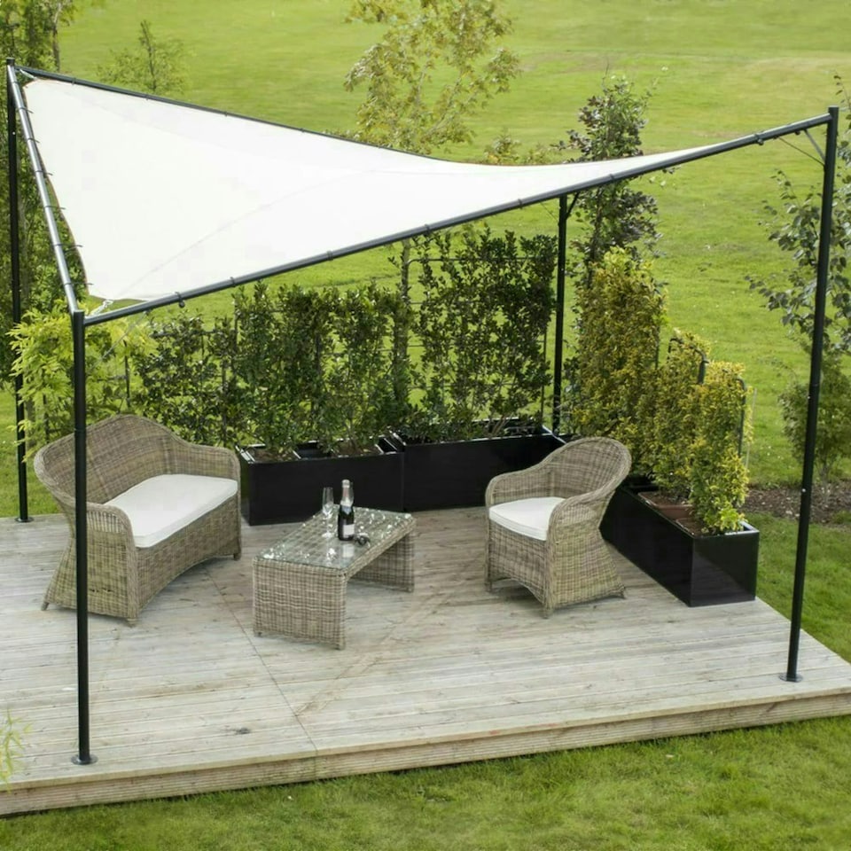 image 1 of Square Portable Steel Frame With Ivory Sail Shade 3.5m