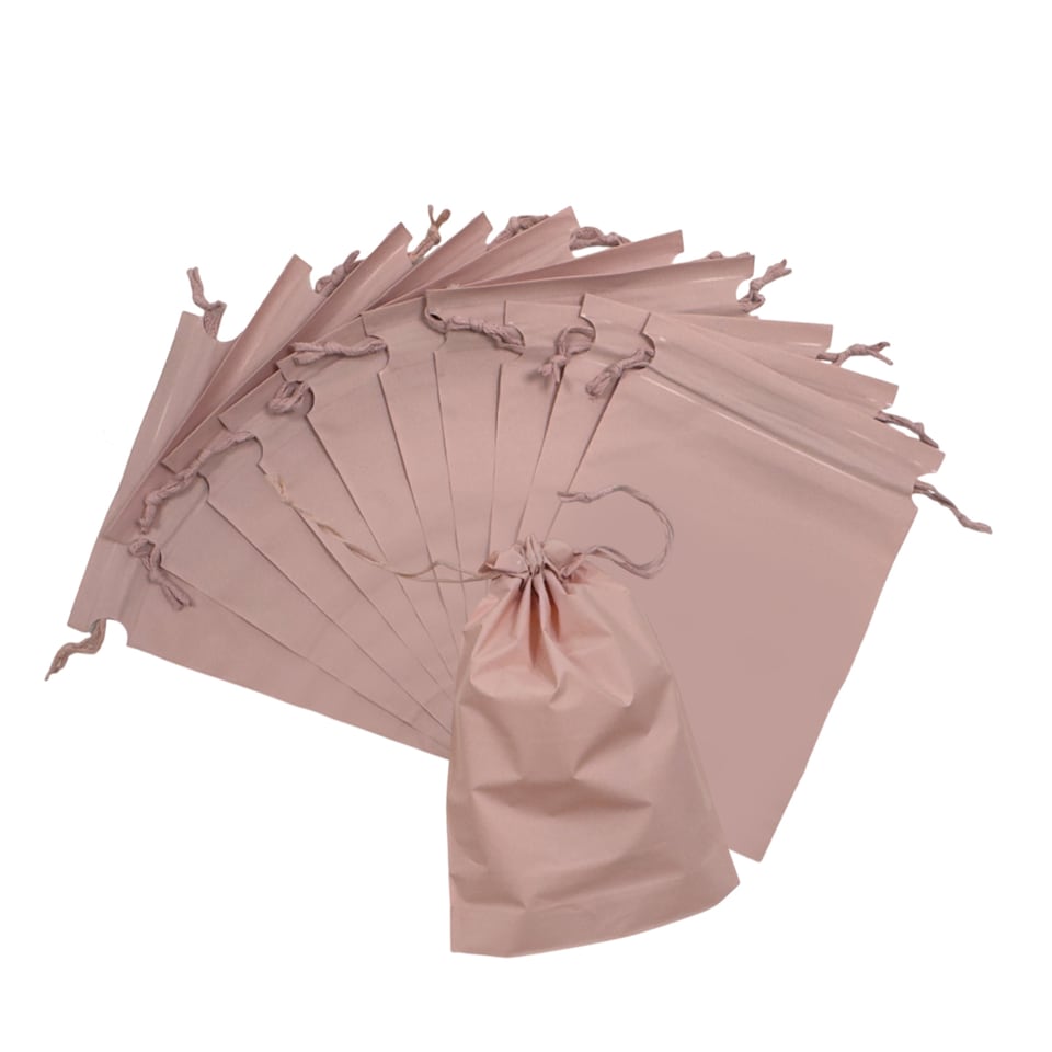 image 1 of Pack of 25 Pale Pink Coloured 21x29cm PEVA Frosted Drawstring Bags | Pink