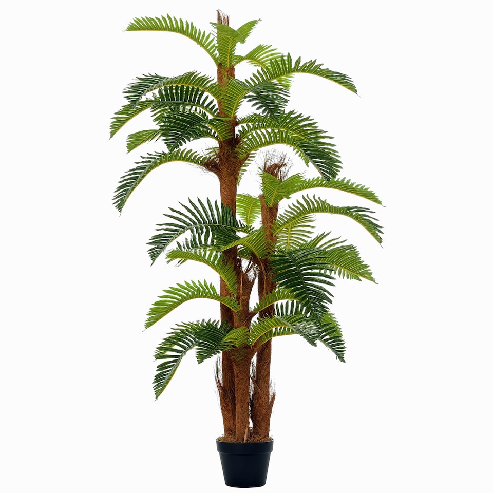 image 1 of Outsunny 150cm5FT Artificial Tropical Fern Tree Decorative Plant with Nursery Pot, Fake Plant for Indoor Decor | Green