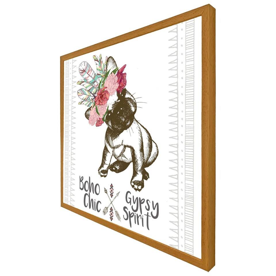 image 1 of Portrait of french bulldog puppy (Picture Frame) Brown | XS