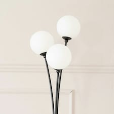 ValueLights Velika Black 3 Arm Opaque Globe Floor Lamp Light