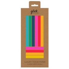Glick Four Sheets of Geometric Bright Tissue Paper, Each Sheet Measures 75 x 50 cms Opened.