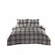 image 1 of Thermal Flannelette Tartan Duvet Cover Set Warm Brushed Cotton Bedding | Grey | Super King