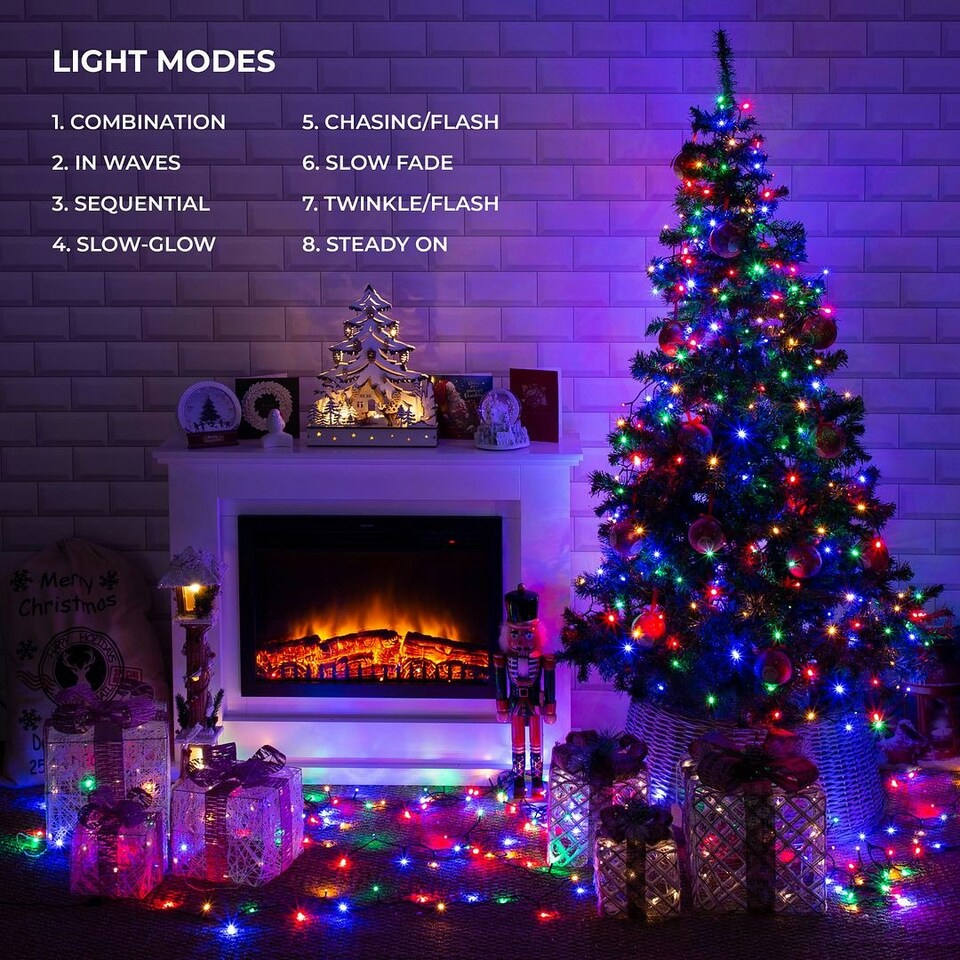 image 1 of Christmas Workshop 100 LED Battery Operated Timer Lights Multi