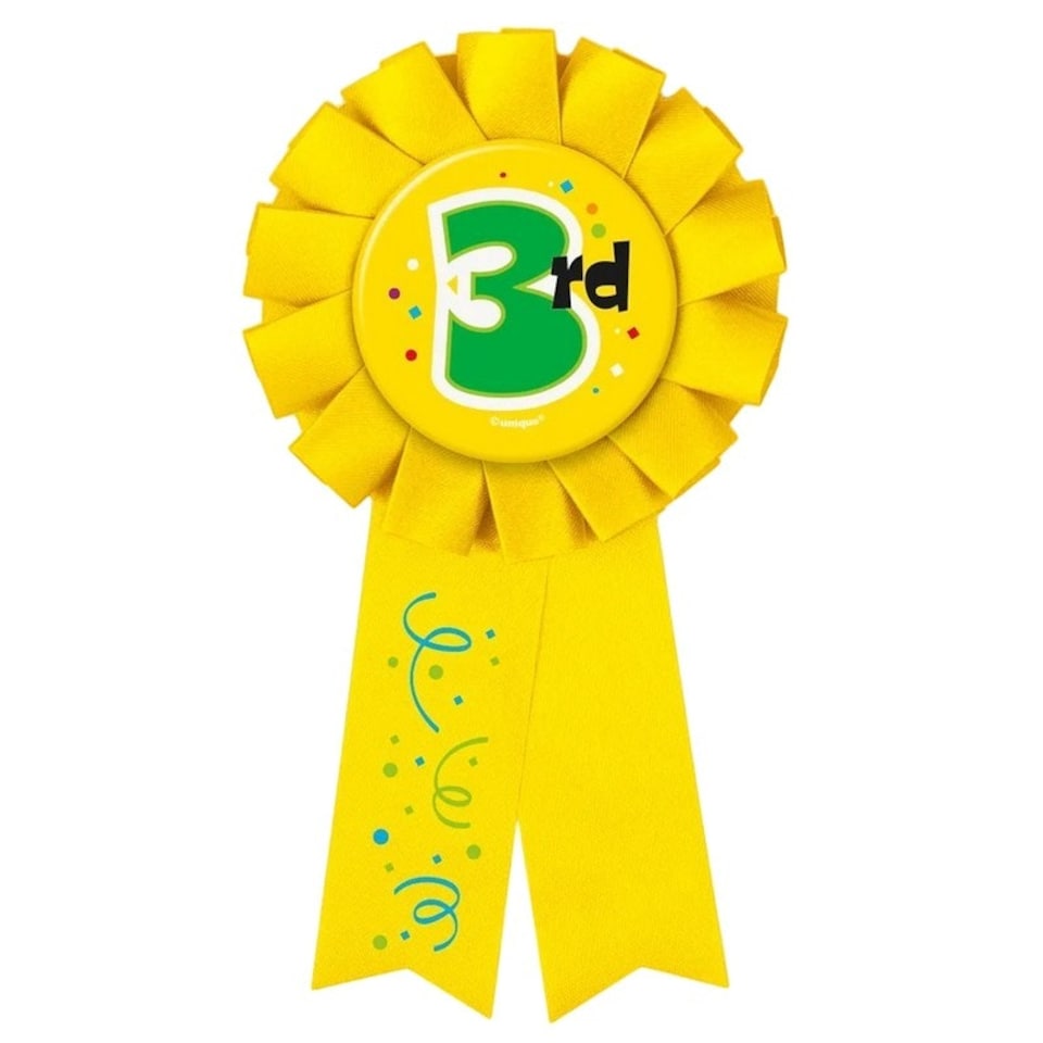 Unique Party 3rd Place Award Ribbon - Yellow/Green - One Size
