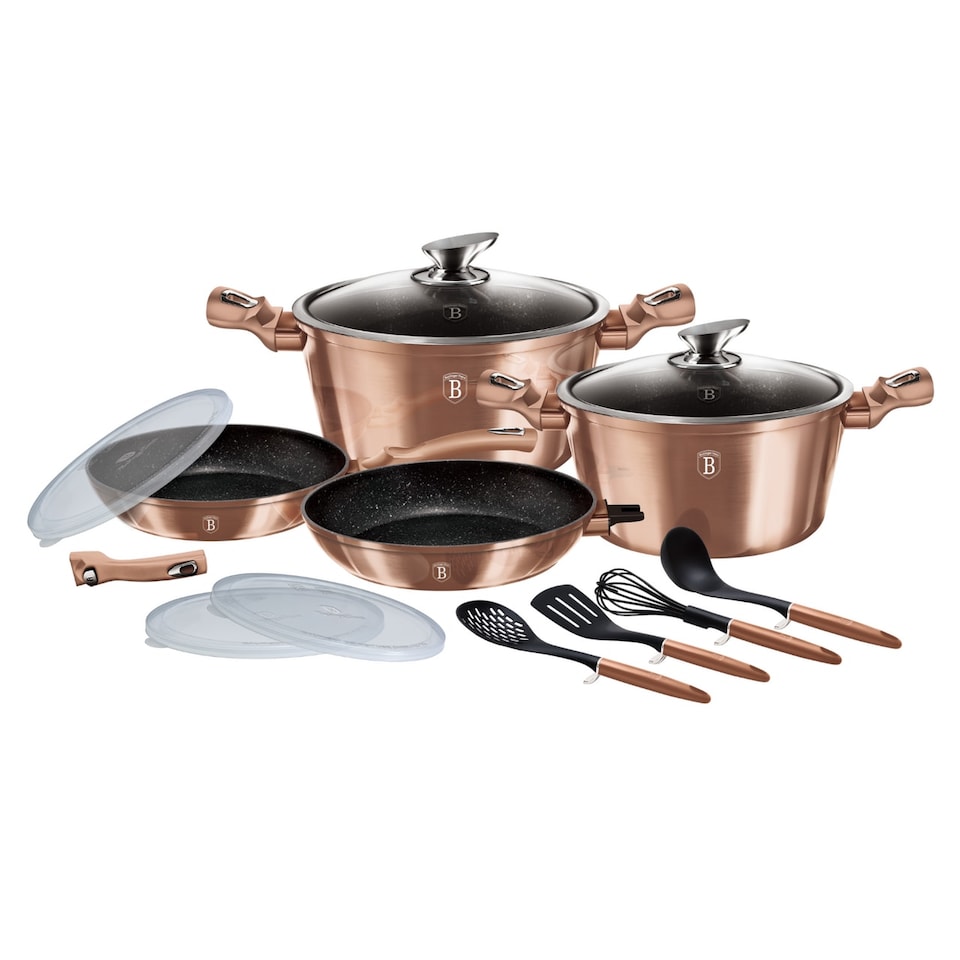 image 1 of Berlinger Haus 13 Pc Rose Gold Cookware Set With Detachable Handle