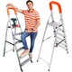 image 10 of Lightweight Step Ladders - Compact Aluminium Stepladder with Non-Slip Wide Step, Portable Silver Color - Tall Folding Ladder with Platform | Silver | 6 - Step 167 cm