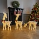 image 4 of Neo Set of 3 LED Lighted Reindeer Christmas Decorations Indoor Outdoor Holiday Yard Décor 210 Dual LED Lights Timer Weather Resistant Frame Festive Red Bows & Greenery