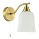 image 1 of Traditional Switched Downlight Wall Light in Antique Brass with Opal Glass Shade