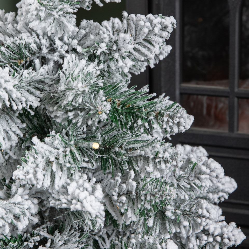 image 1 of 2ft (60cm) Pre Lit Battery LED Snow Flocked Miniature Christmas Tree with Timer