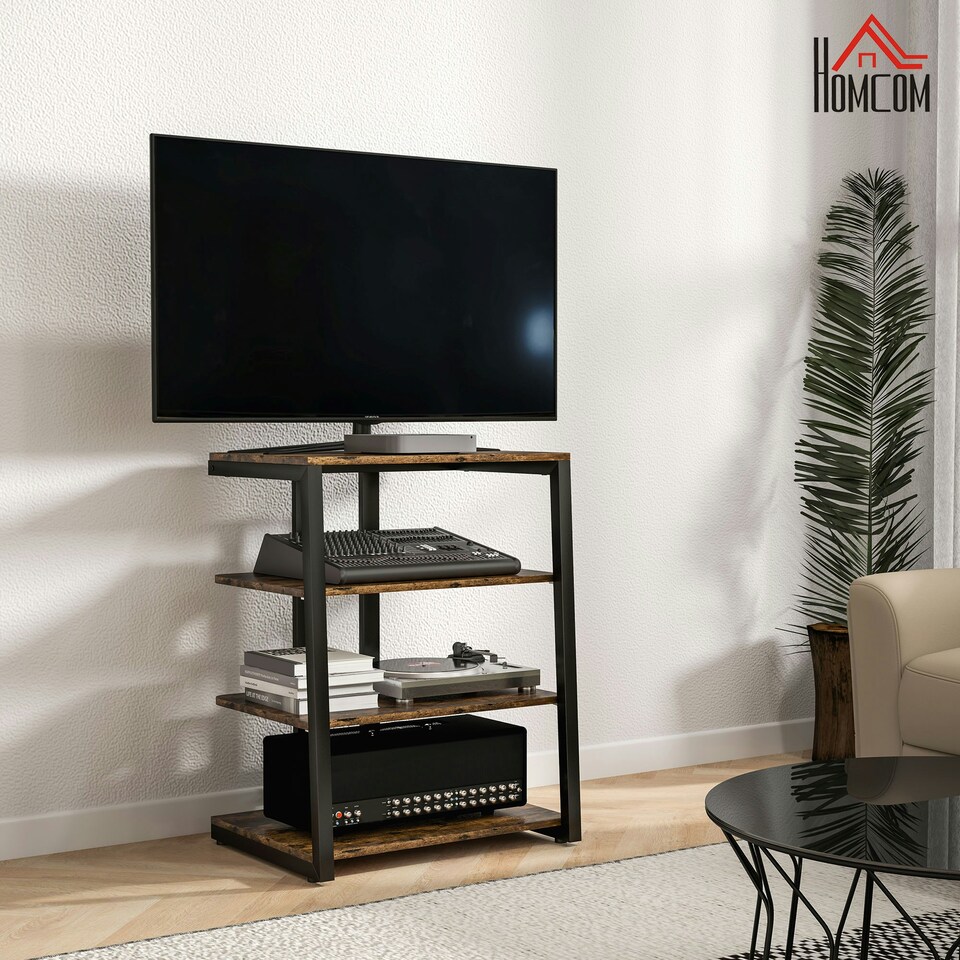 image 1 of HOMCOM HiFi Rack Stand w/ 4-Tier Record Player Stand Dark Brown