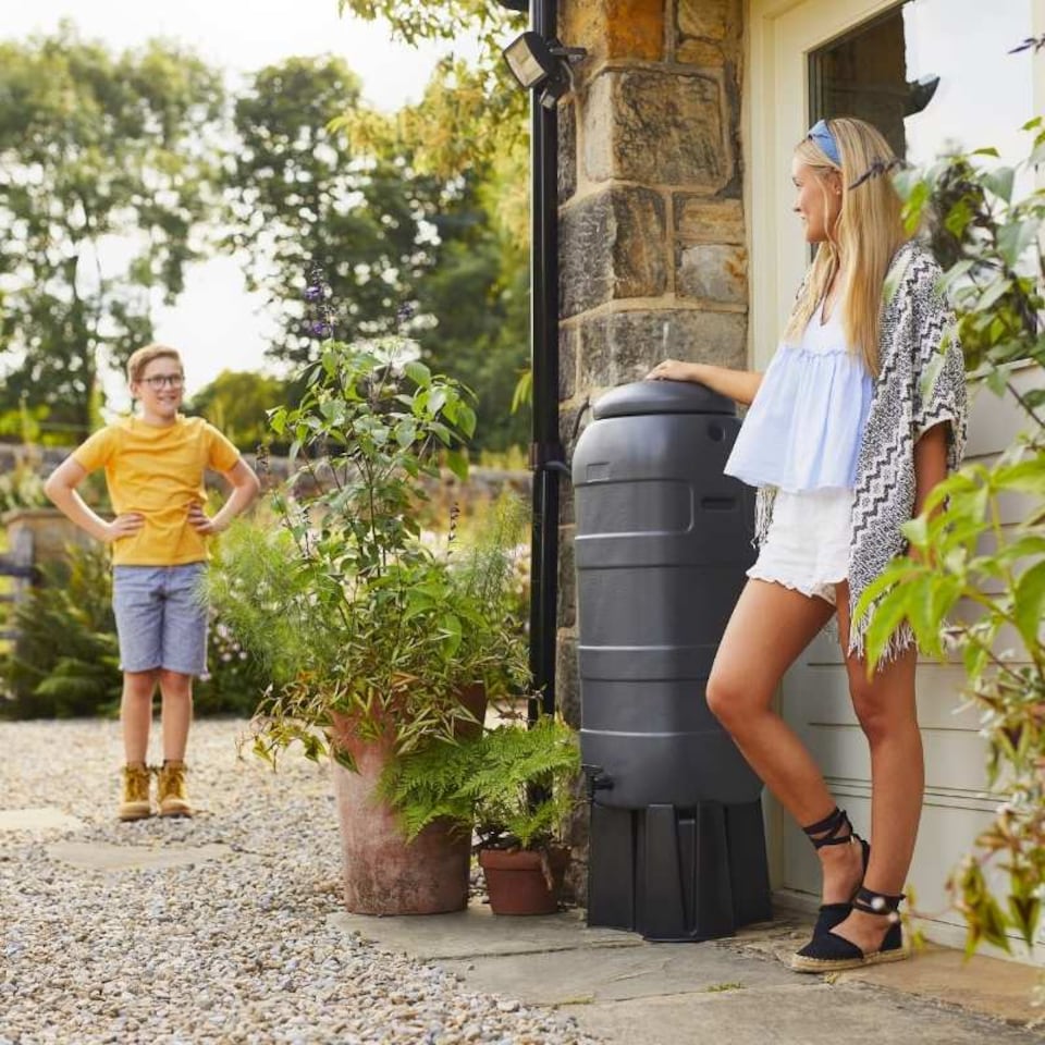 image 1 of Mini Rainsaver 100 Litre Grey Water Butt Kit | Grey | Anthracite | 100 L | 1