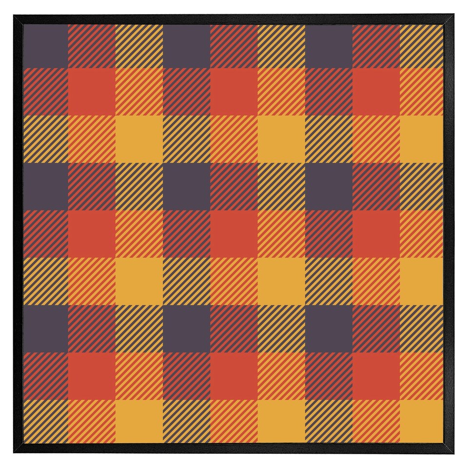 image 1 of Orange check pattern (Picture Frame) Brown | S