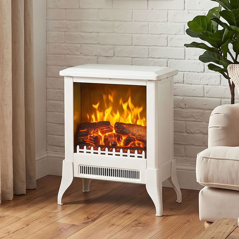 image 1 of HOMCOM Electric Fireplace Stove, Freestanding Fireplace Heater W/ Flame Effect