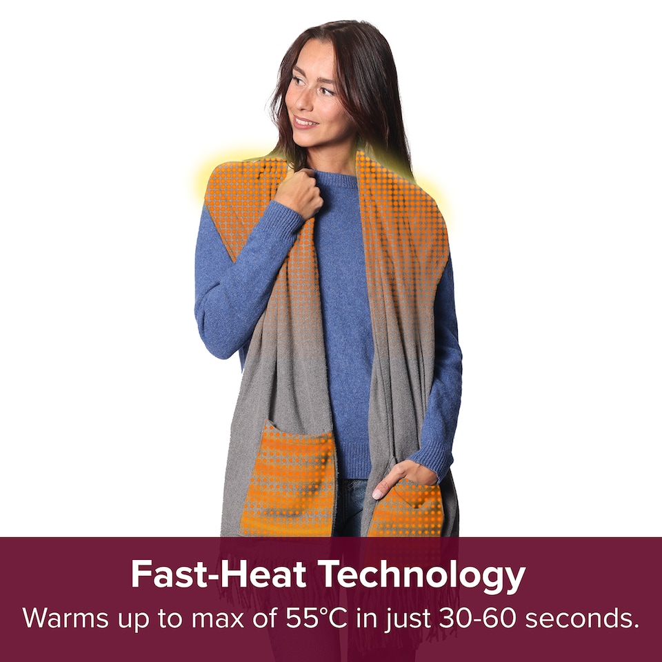 image 1 of Sash & Bloom 2-in-1 Heated Scarf with Heated Pockets and Rechargeable Battery Pack