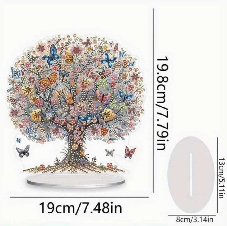 image 1 of Floral Butterfly Tree Diamond Painting Art Kit