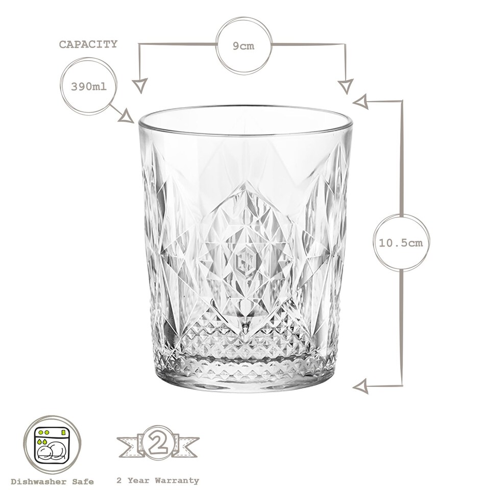 image 1 of Bormioli Rocco Bartender Stone Double Whisky Glasses - 390ml - Pack of 4 | Clear | Clear