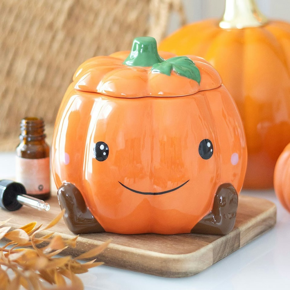 image 1 of Cute Smiling Pumpkin Oil Burner and Wax Warmer