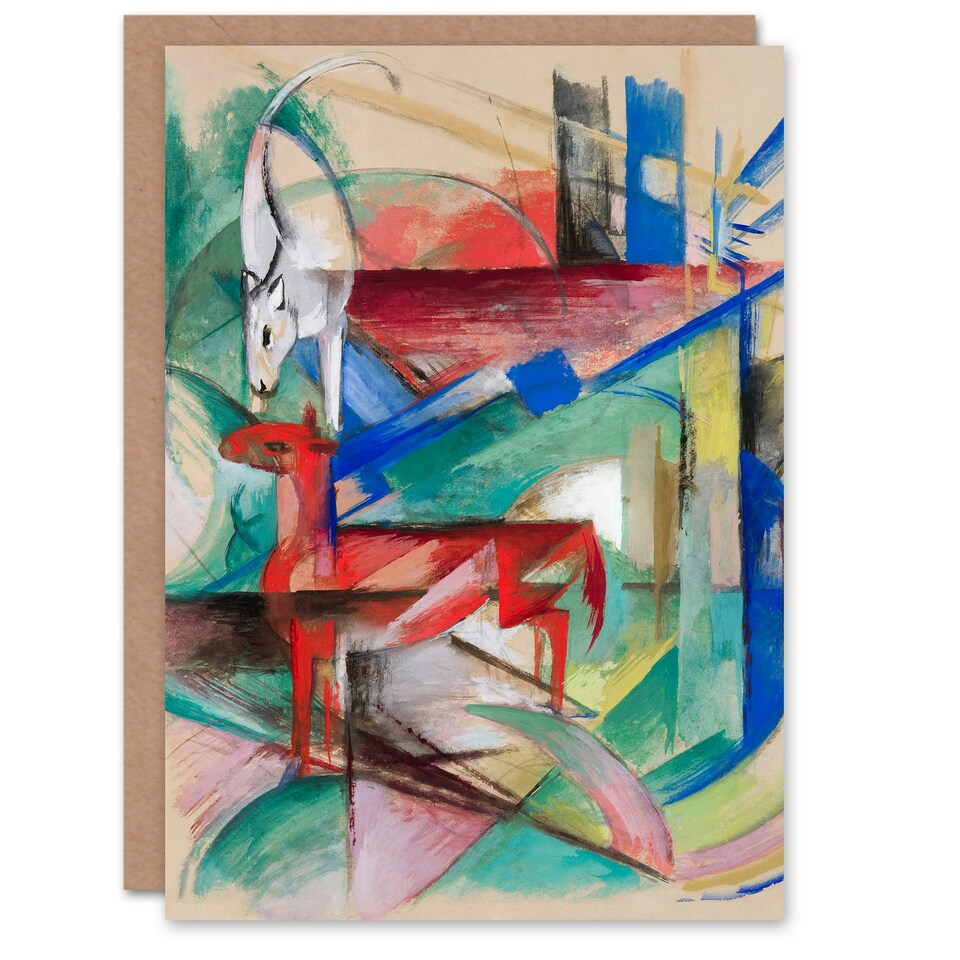 image 1 of Franz Marc Art Card Landscape with Animals Abstract Painting