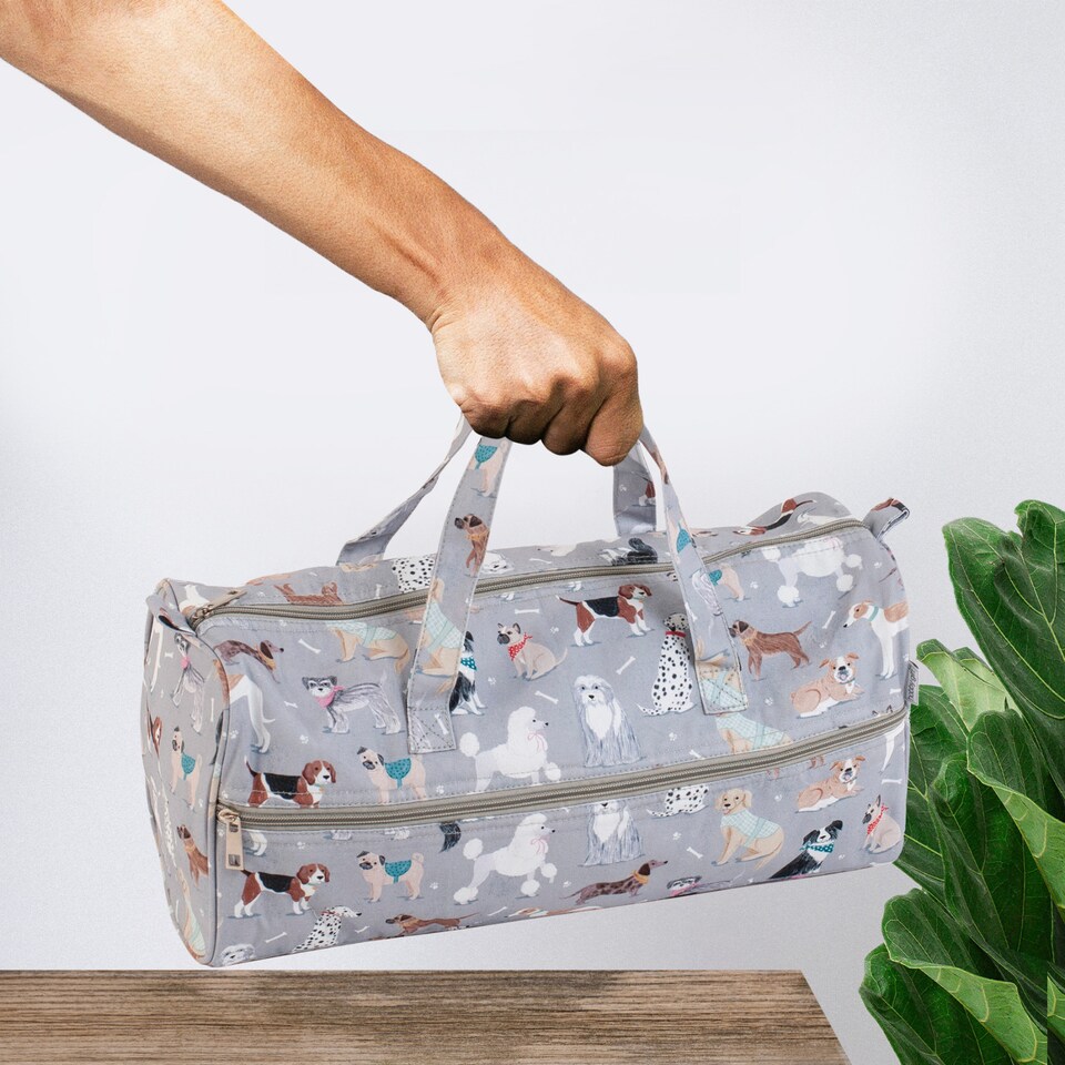 image 1 of Hobby Gift Knitting Storage Bag, Grey Dogs