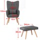 image 5 of Living and Home Classic Linen Oak Wood Legs Leisure Armchair with Cushion and Footstool - Dark Grey 60*50*100cm Grey