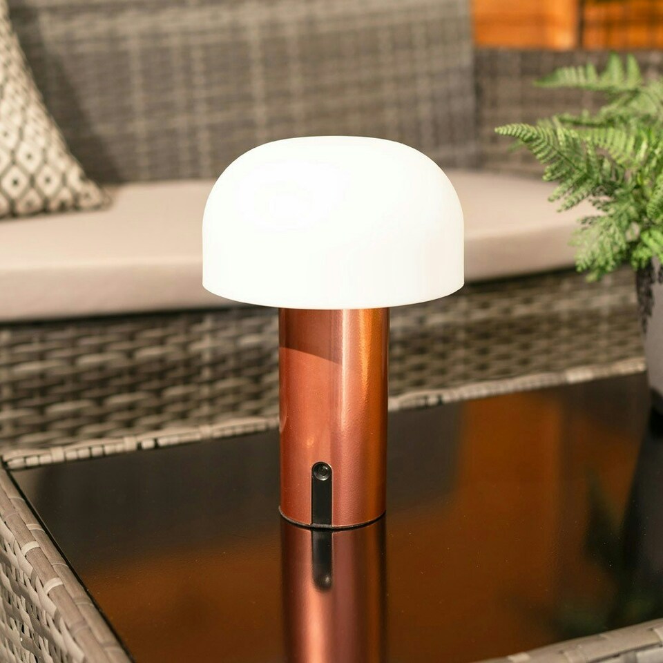 image 1 of ValueLights Calhoun Dimmable Powder Coated Copper Table Lamp with White Shade and SMD LED Integrated LED .8W Warm White 3000K Bulb
