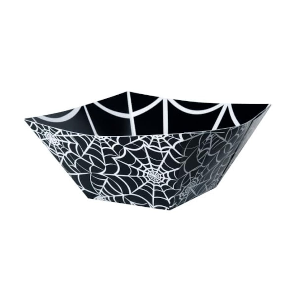 image 1 of Spider Web Halloween Square Paper Bowl