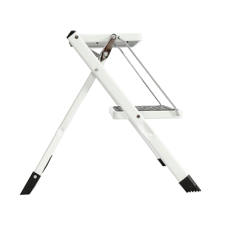image 1 of Oypla Foldable 2 Step Ladder Stepladder Non Slip Tread Safety Steel Portable Step Stool White