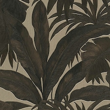 Versace Giungla Palm Leaf Textured Wallpaper - Black/Gold - 10m x 70cm