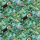 image 1 of Erismann Paradisio 2 Jungle Birds Textured Wallpaper - Blue/Green - 10m x 53cm