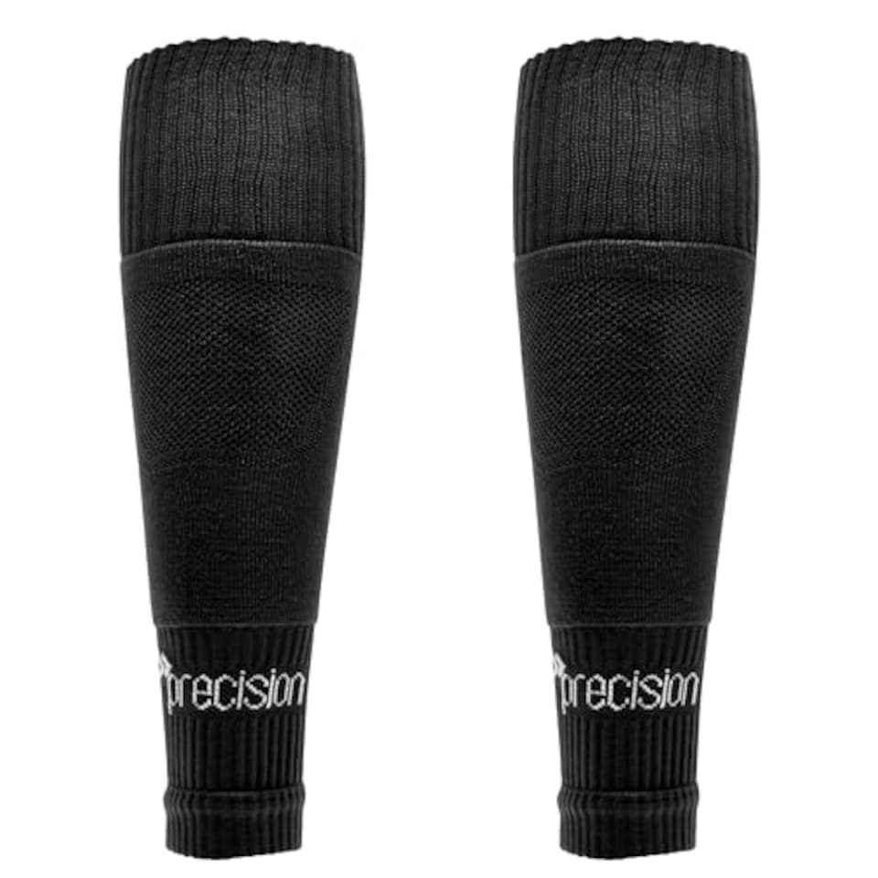image 1 of Precision Training Pro Adult’s Footless Sleeve Sport Socks, Stretch Fit, Compression Support For Football, Rugby And Hockey, Black
