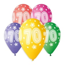 Assorted Colour Cosmic Stars Age 70 Latex Balloons 33cm / 13 in - Pack of 6