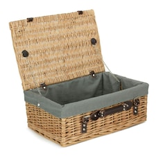 46cm Buff Wicker Picnic Basket with Lining Grey | Grey | One Size
