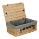 image 1 of 46cm Buff Wicker Picnic Basket with Lining Grey | Grey | One Size