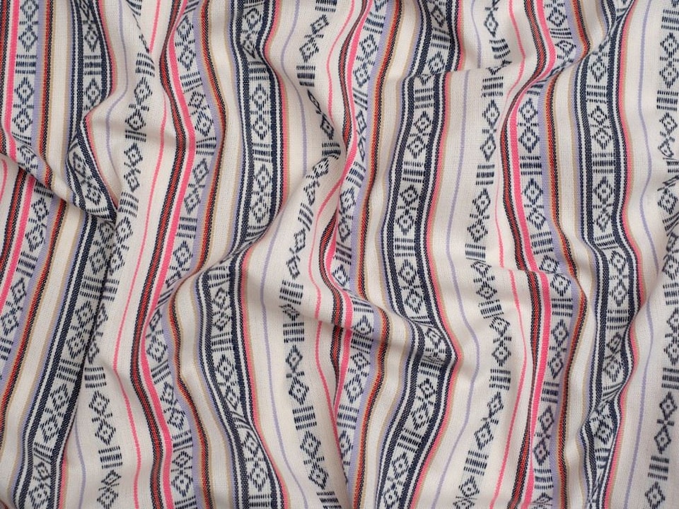 Minerva Core Range Multicoloured Mexico Woven Stripe Jacquard Canvas Fabric for Bag Making, Dressmaking, Upholstery, 150cm / 59" Wide - per metre