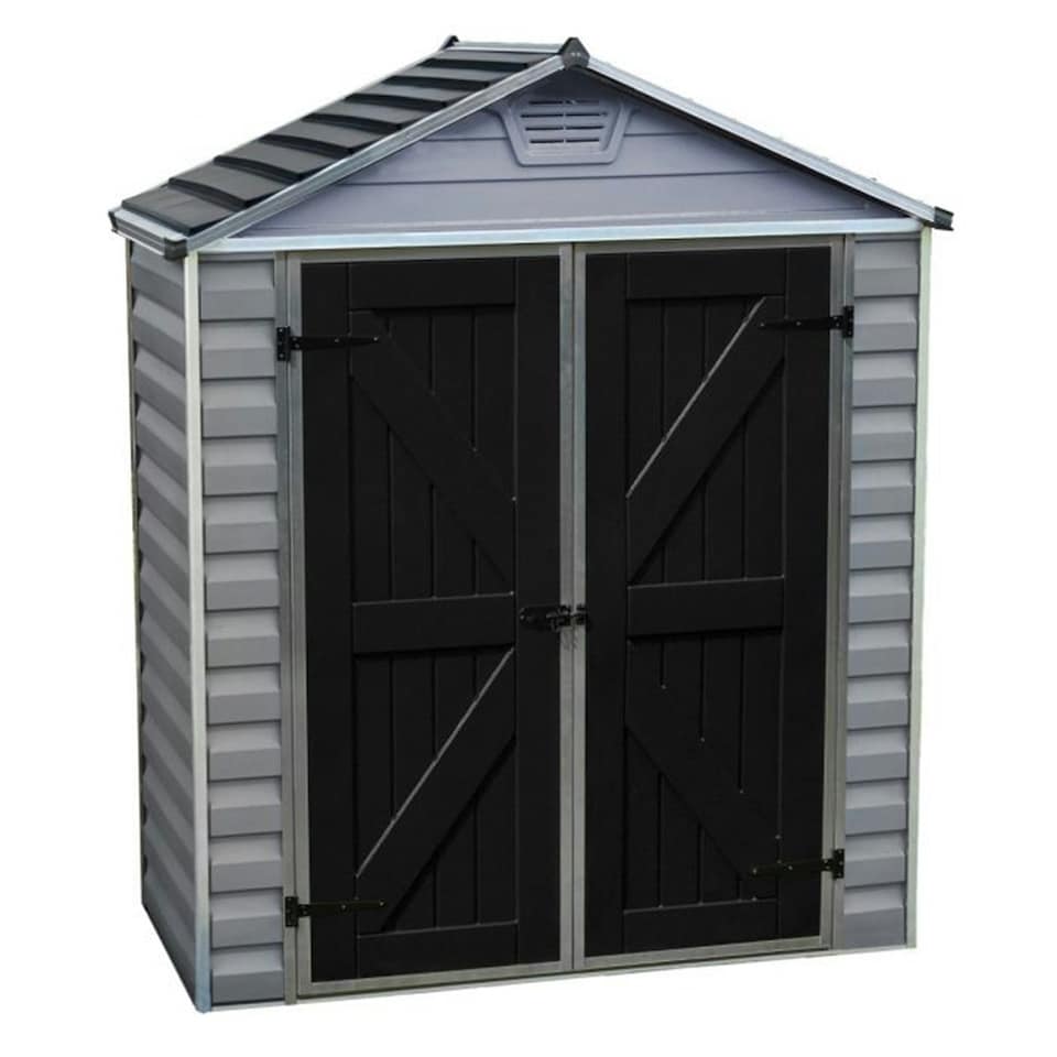 image 1 of 3 x 6 (0.90m x 1.85m) Double Door Apex Plastic Shed with Skylight Roofing