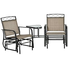 Outsunny 2-Person Outdoor Glider Rocker Chair with Center Table