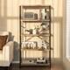 image 5 of COSTWAY 5-Tier Bookshelf Wood Bookcase Display Rack Grey Grey