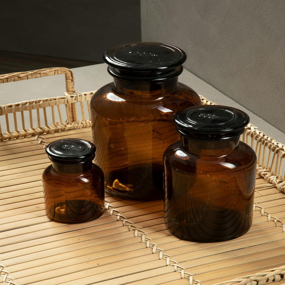 image 1 of Apothecary Black Glass Reagent Bottle