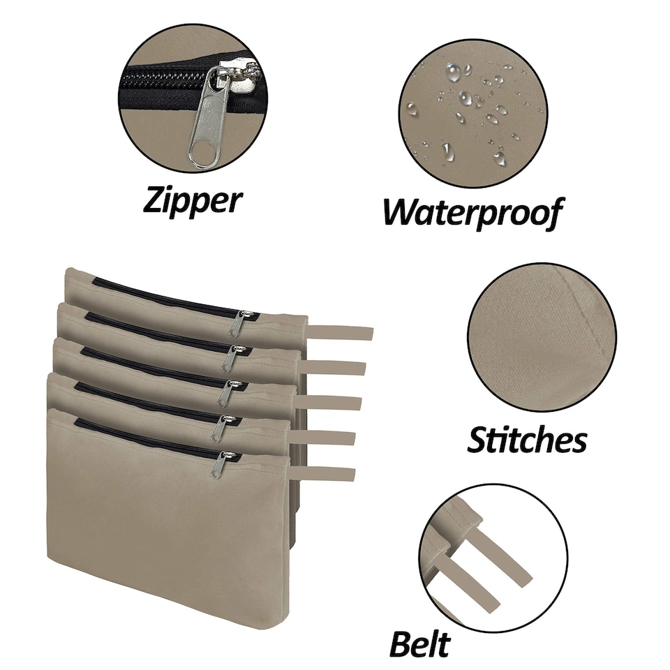 image 1 of Covers&All Tool Bag, 12 Oz Heavy Duty Waterproof Pouch with Sturdy, 7 in L x 11 in W x 7 in H, Beige