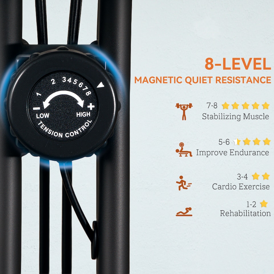 image 1 of SPORTNOW Folding Exercise Bike with Arm Bands and Hand Pulse Sensor, Orange